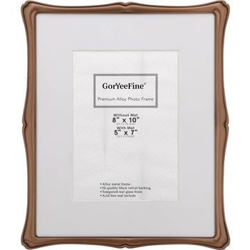 8 x10'' Premium Alloy Bronze Finish Photo Frame with Acid Free Mat for 5x7'', Vintage Style Hi End Décor Frames 5x7''