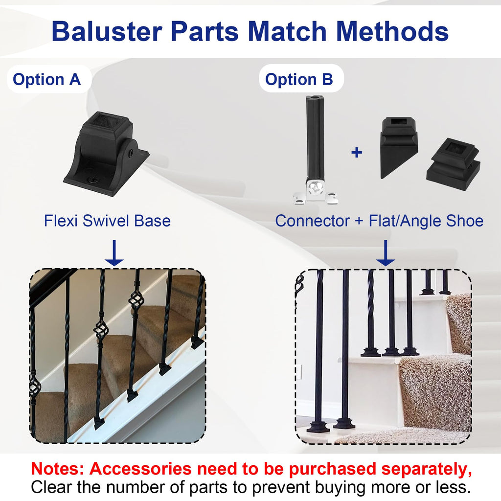 30Pcs Iron Balusters 44''x1/2" Square Hollow Metal Stair Spindles