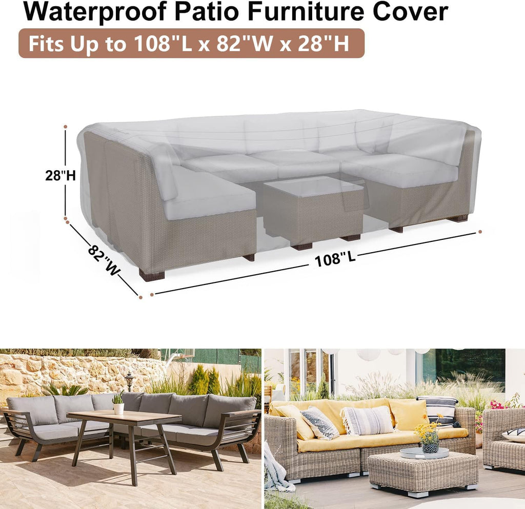 Waterproof Outdoor Patio Furniture Covers 108"L×82"W×28"H Black | Rain, Dust & UV Protection; Heavy-duty Oxford