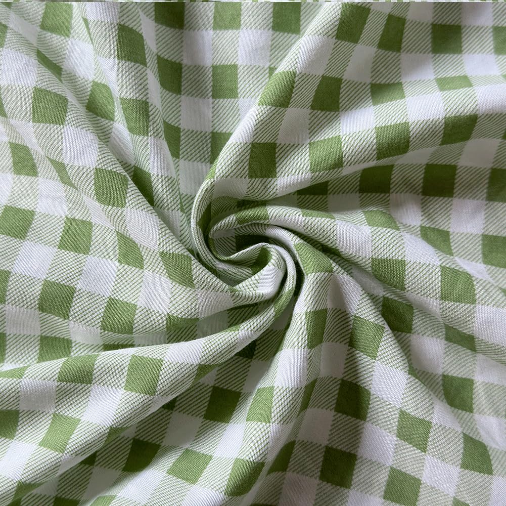 Sage Green Gingham Pillow Shams, 20"x26", Set of 2