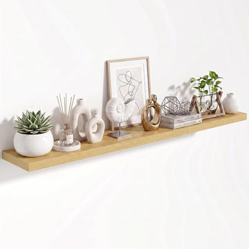 Floating Shelves for Wall, 55"W x 9.3"D x 1.5"H, Long Wooden Wall Mounted Display Shelves with Invisible Brackets