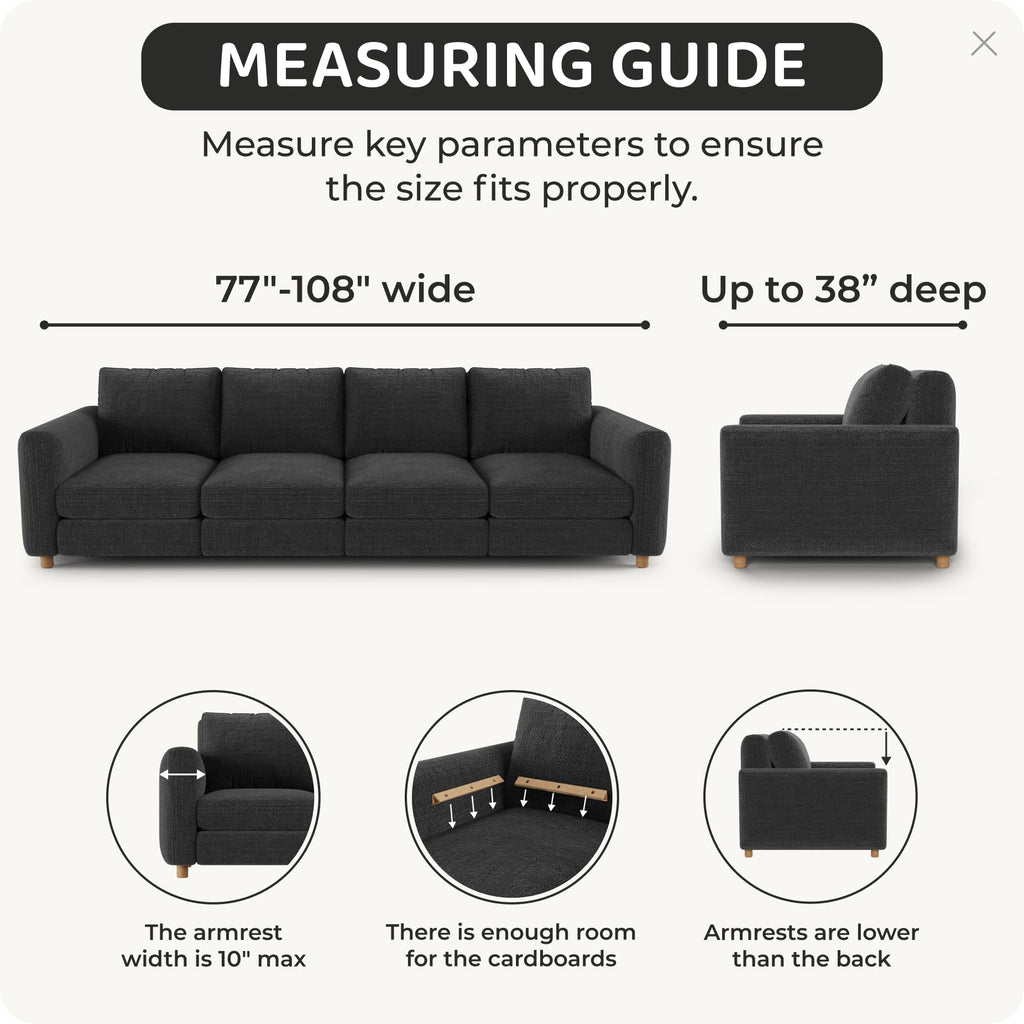 Sofa Slipcover - Stretch Couch Cover - Stylish Cushion Sofa Cover - Soft Fabric Slip Cover - 1-Piece Form Fit