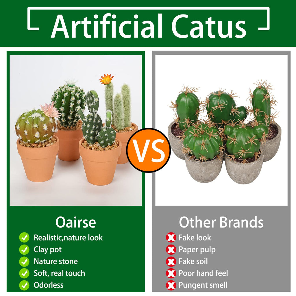 Mini Artificial Cactus Plants in Terracotta Pots 4 Pcs Potted Faux Succulents in Pots Fake Potted Plants Cactus Decor