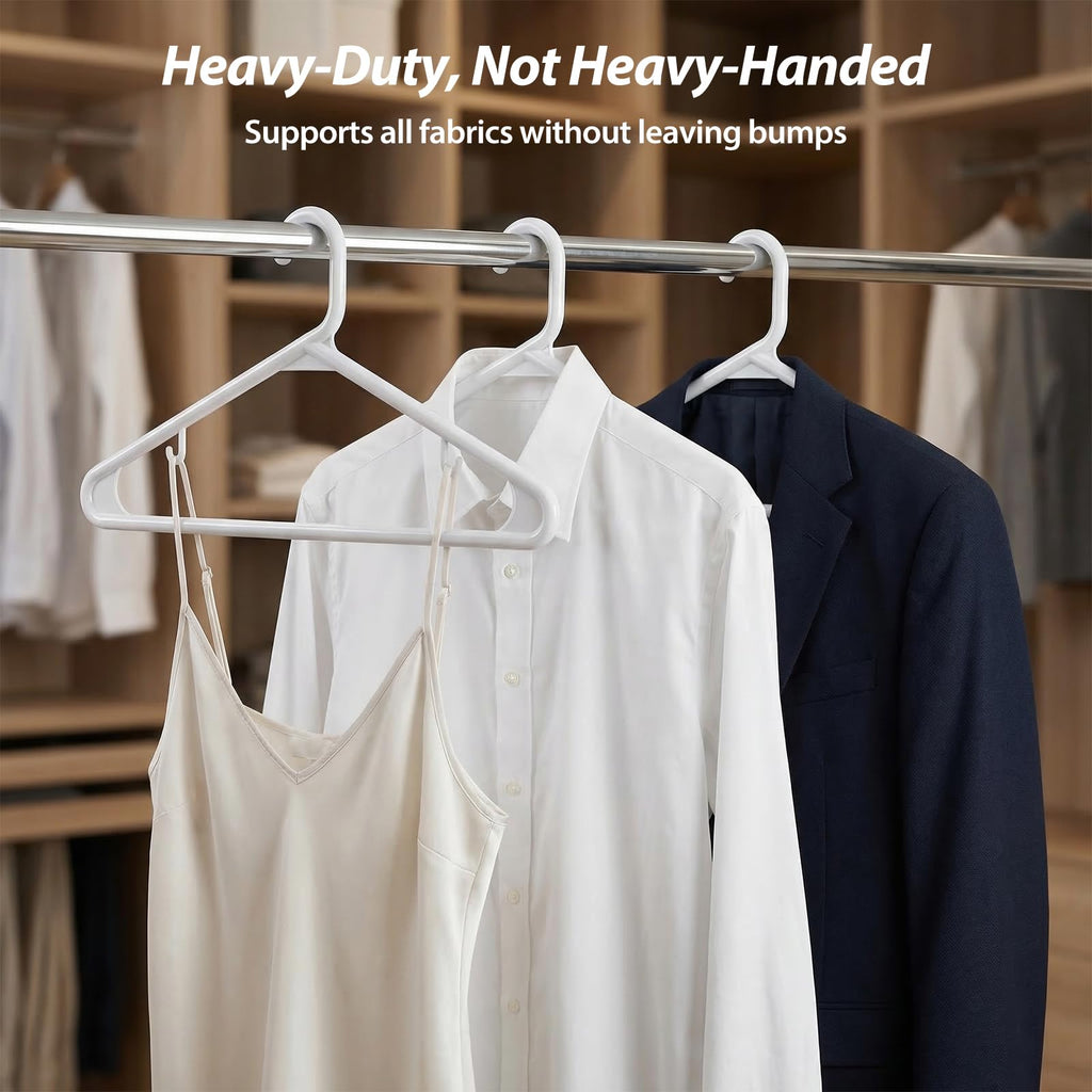Heavy Duty Plastic Hangers 20 Pack, Extra Thick Reinforced Clothes Hangers with 20lb Capacity, Durable Non Slip Coat