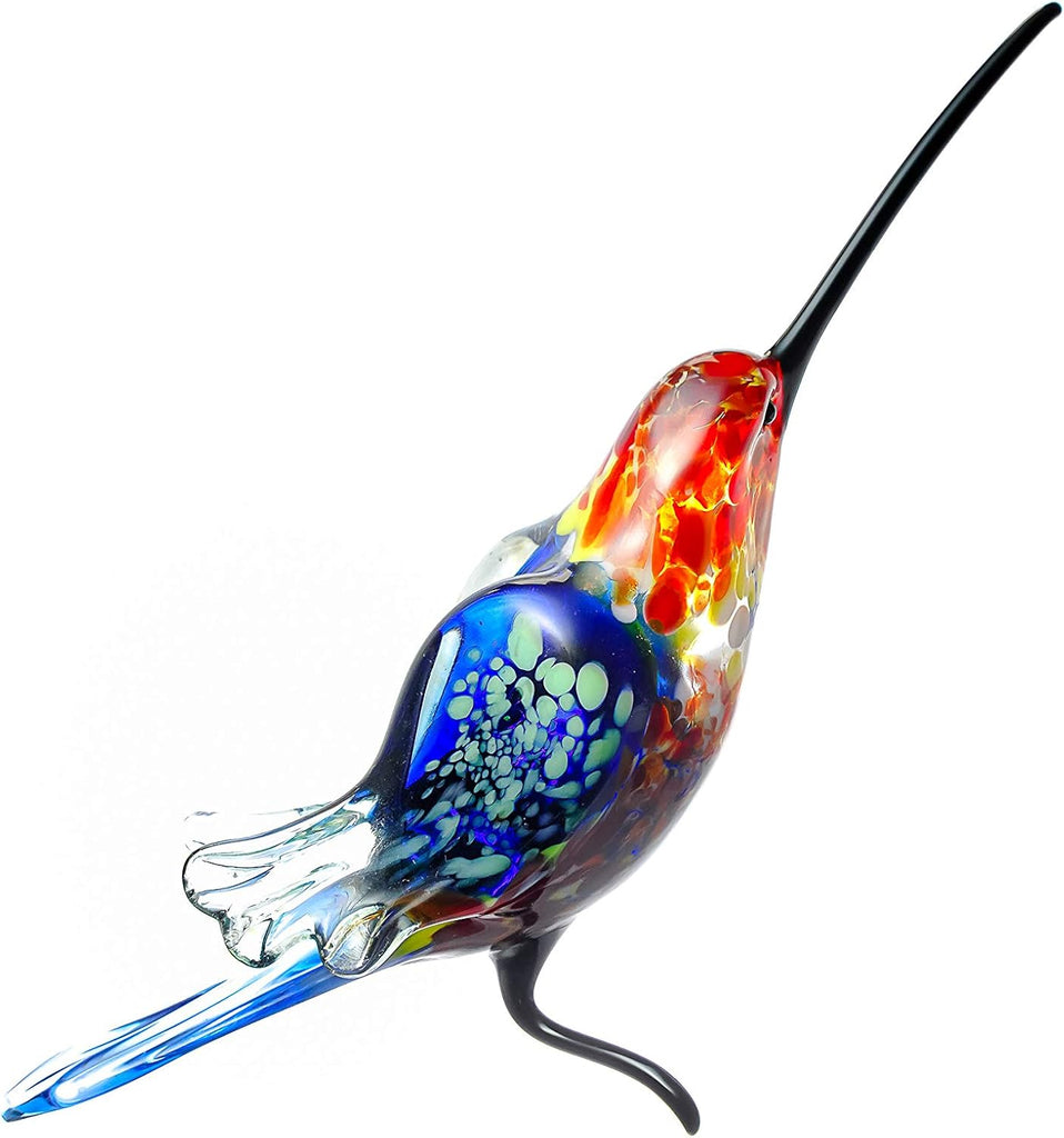 Hummingbird Figurine Hand Blown Art Glass Murano Miniature Animals Birds Collection Glass Blown Sculpture Glass