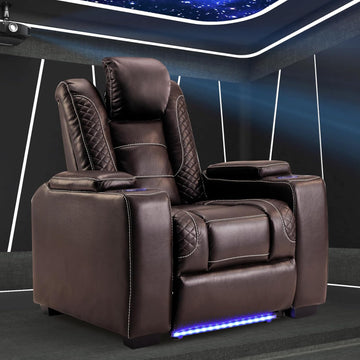 ANJ Power Home Theater Seating Recliner Chairs, PU Leather Recliner with Cup Holder
