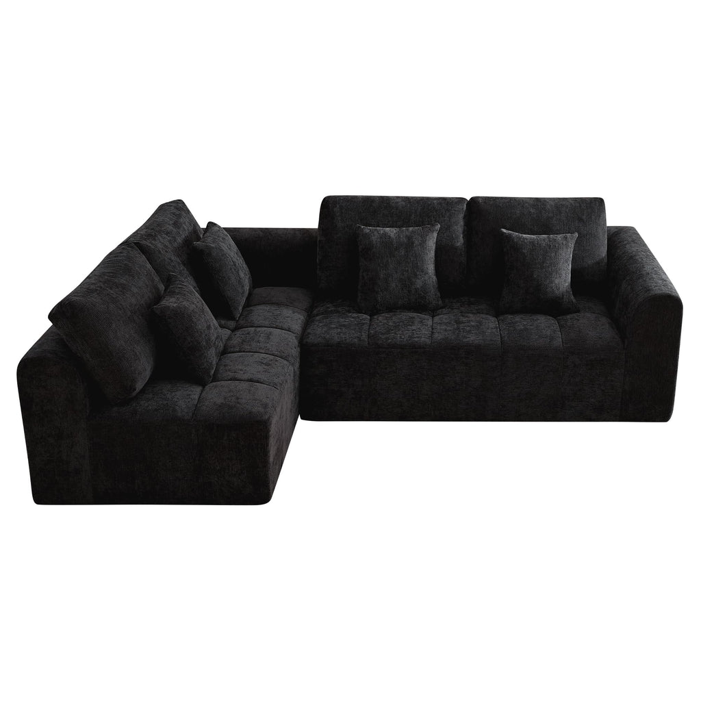 110''Modular Sectional Couches, Cloud Boneless Compressed Sofa Left Facing Chaise, Oversized L Shaped 4 Seater