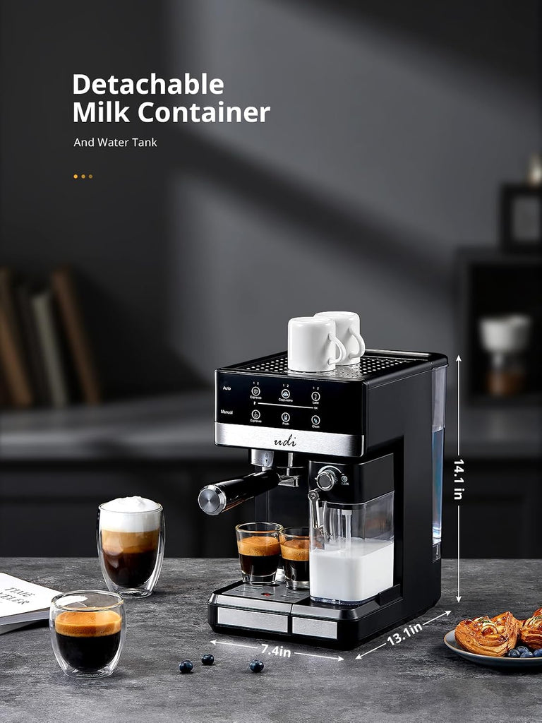 Espresso Machine, 20 Bar Automatic Cappuccino & Latte Coffee Maker | Auto or Manual Quick Brew Dual Boiler