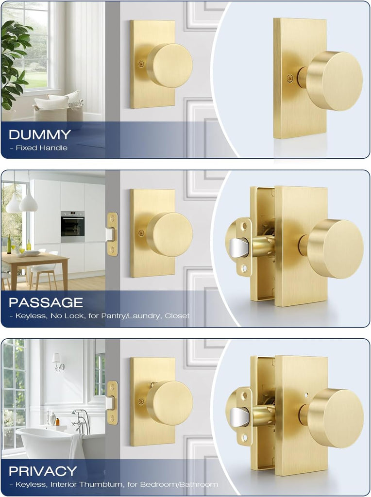 1 Pcs Half Dummy Door Knob, Satin Brass Finish, No Latch No Lock