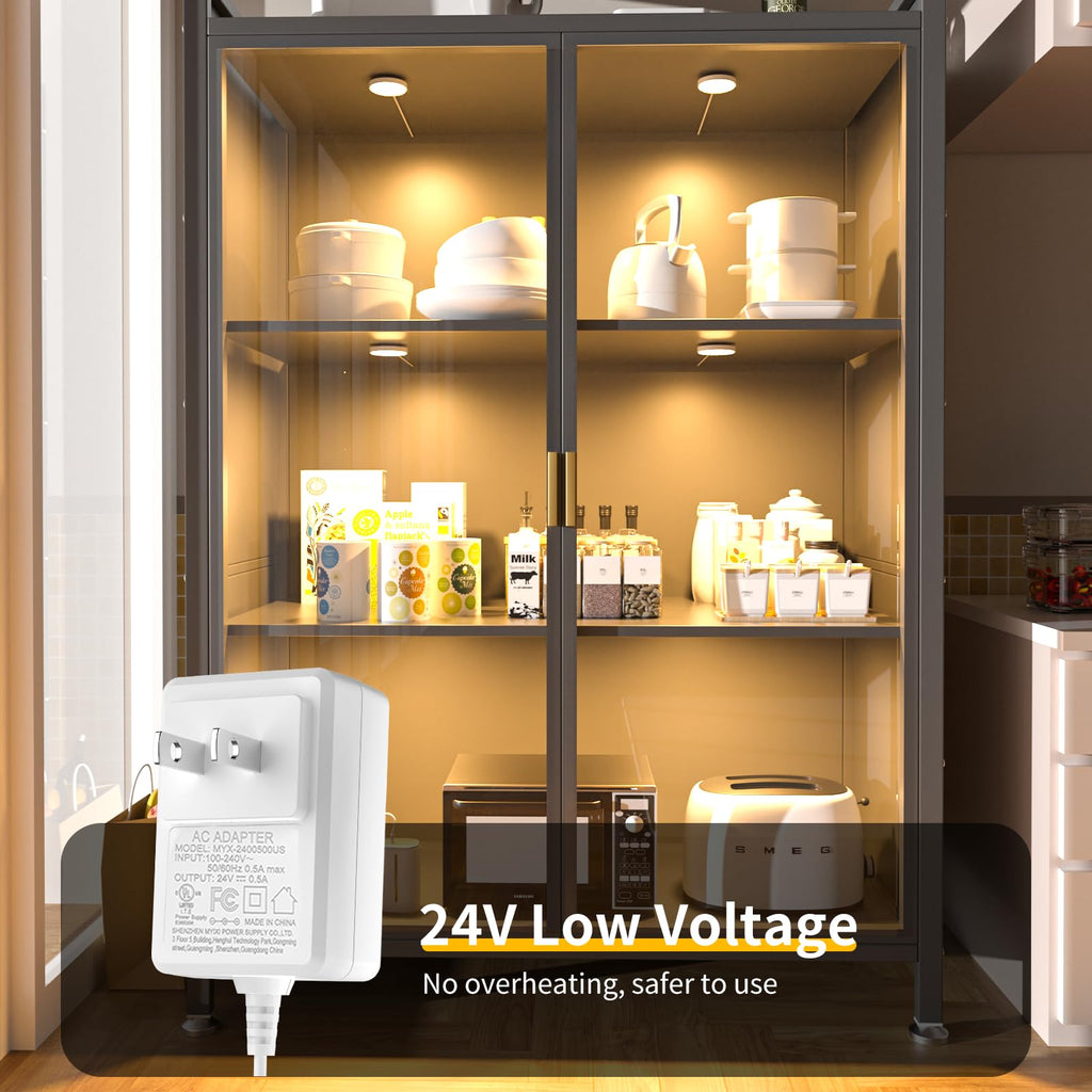 LED Puck Lights Plug in, Dimmable Under Cabinet Lighting with Switch