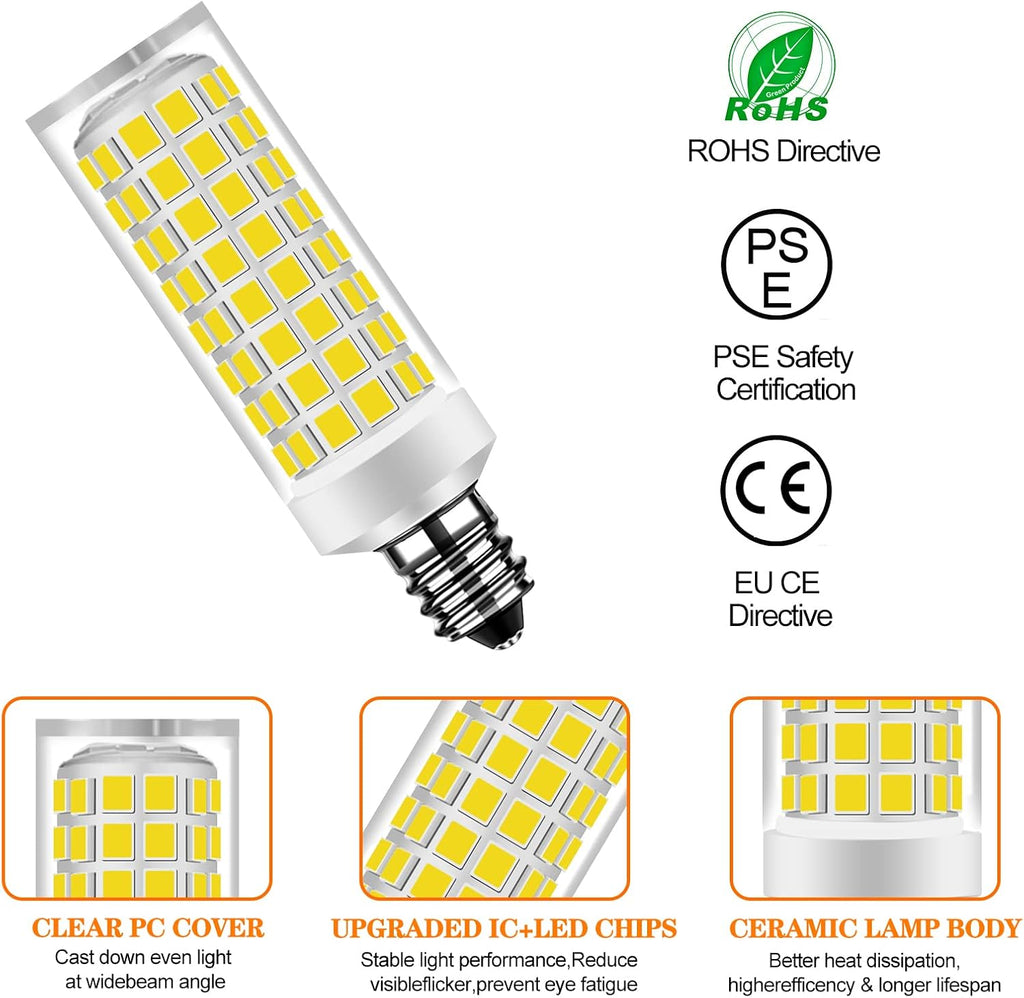 E11 LED Bulb 5W 500LM 6000K Daylight T3/T4 JD 2-Pack