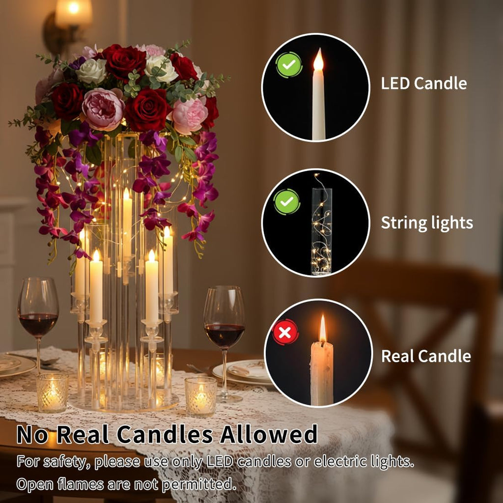1PCS 5 Arm Candelabra,Clear Centerpiece for Table,Acrylic Centerpiece Stand,Acrylic Candle Holder,Christmas