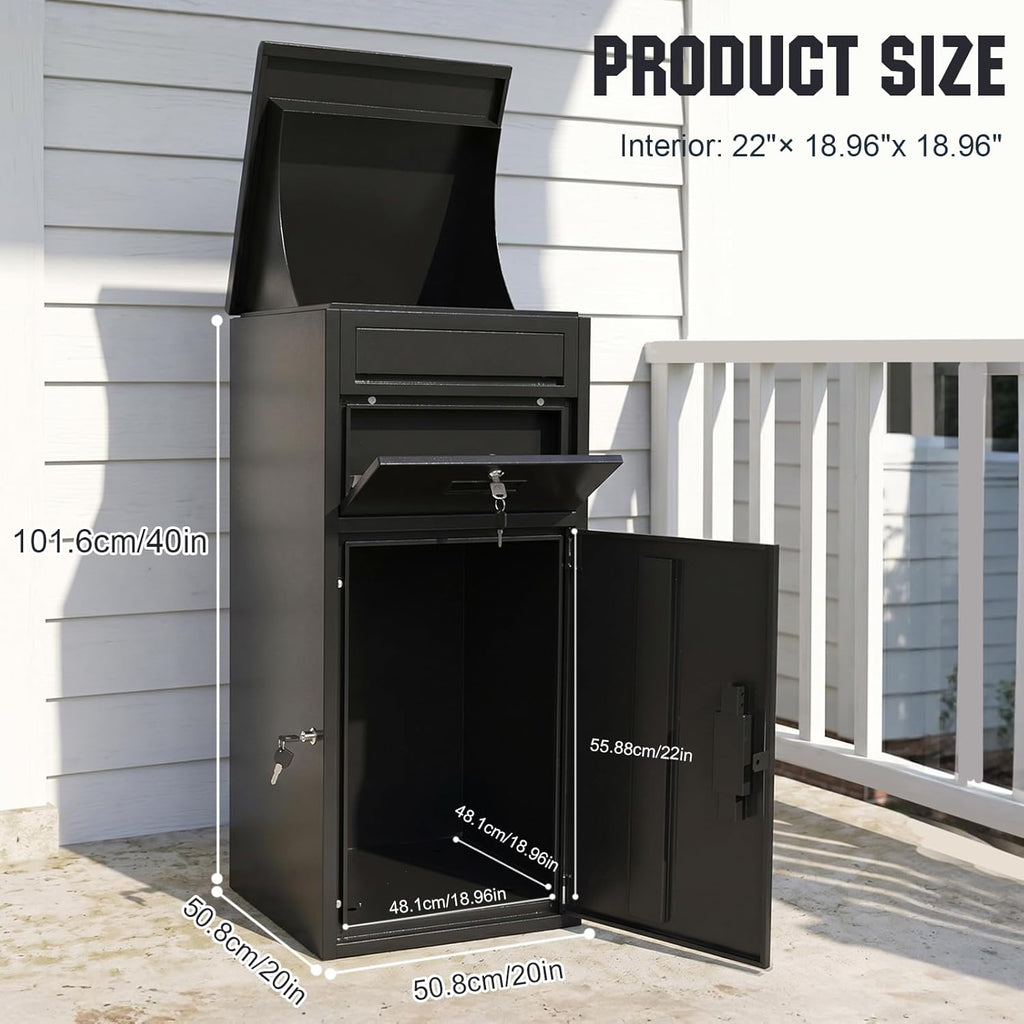Extra Large Outdoor Package Delivery Box 40"x20"x20" Lockable Waterproof Anti-Theft Parcel Drop Box Secure Package