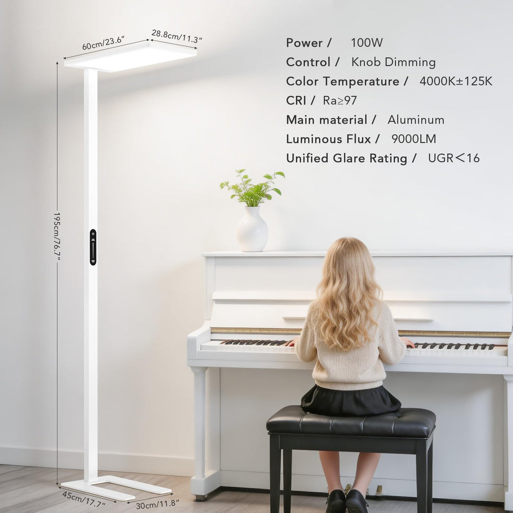 LED Floor Lamp, Super Bright Standing Lamp, White