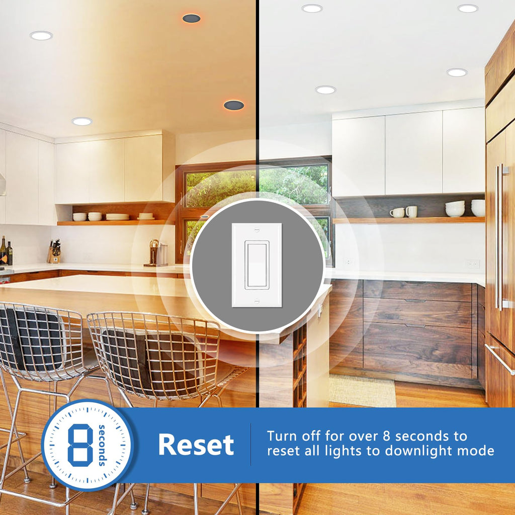 6 Pack 8 Inch LED Recessed Lights with Night Light, 8.2" Cutout