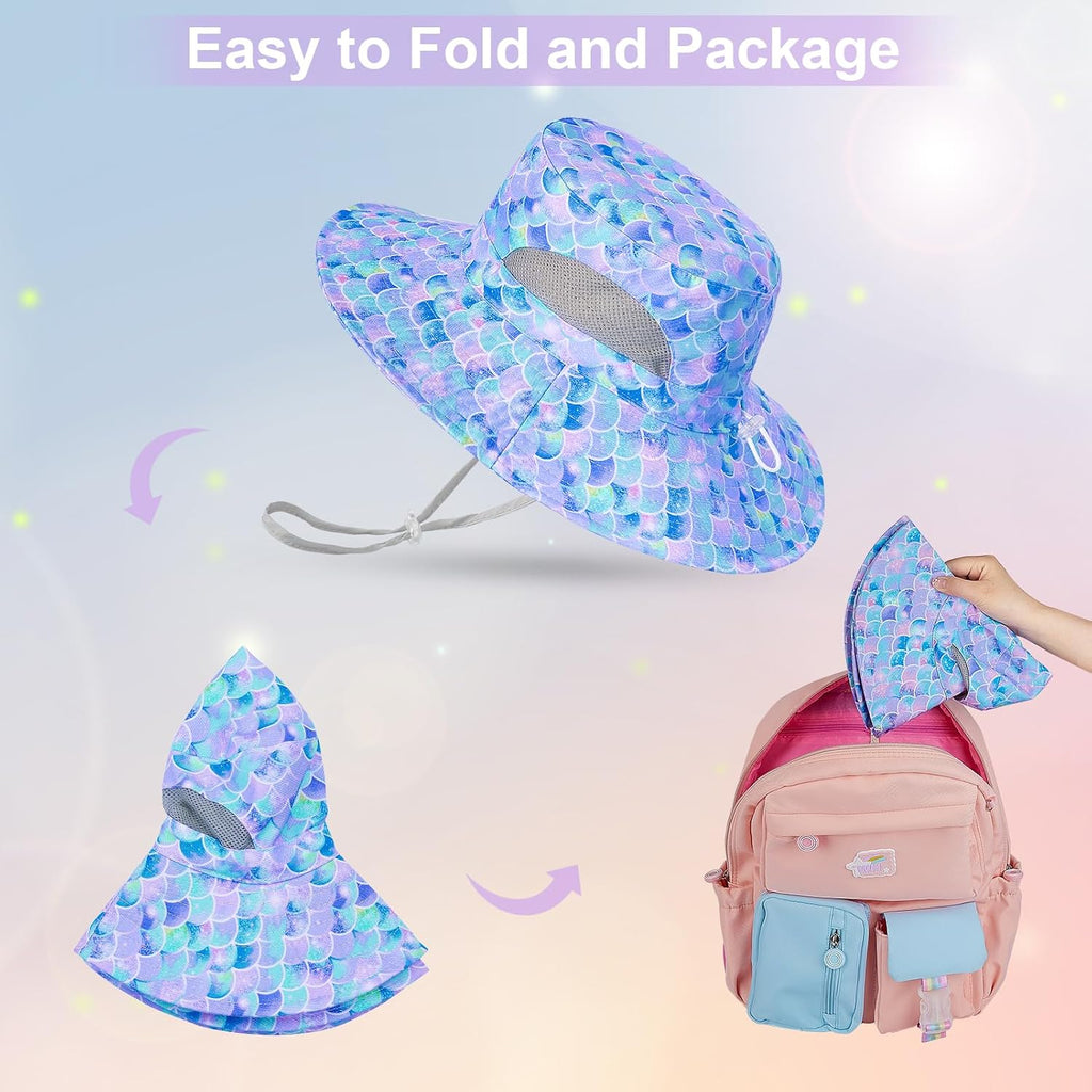 Kids Sun Hat, UPF 50+ Girls Beach Hat for Toddler Kids