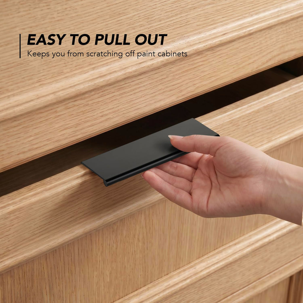 Matte Black Cabinet Pulls Finger Edge Pulls 3 Inch 10 Pack