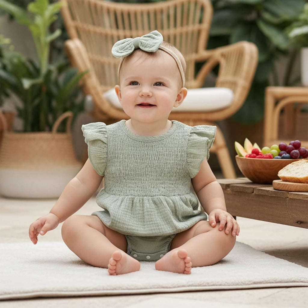 Baby Girl Clothes Summer Bubble Romper Headband Outfit