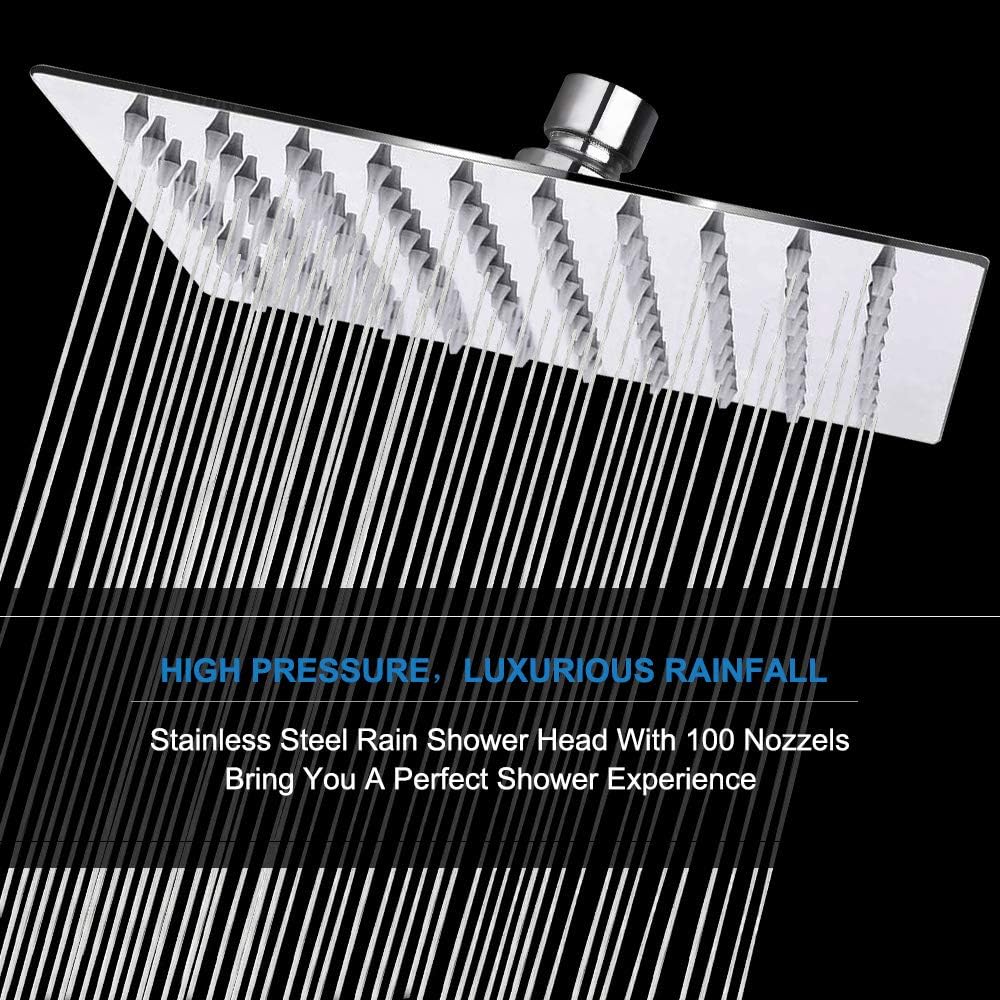 Shower Head with Hose, High Pressure Stainless Steel Rain Shower and 3 Settings Handheld Spray Combo with Push Button