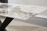 Modern Marble Dining Table, 70" White Kitchen Dining Room Table for 4 6 8 with 0.4" Thick Faux Marble Tabletop and