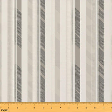 Beige Fabric By The Yard, Vertically Striped Pattern Upholstery Fabric for