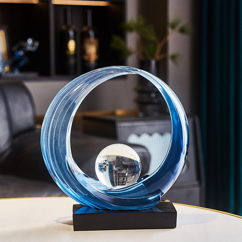 Blue Wave Resin Origami Statue Modern Abstract | Casa Home Living