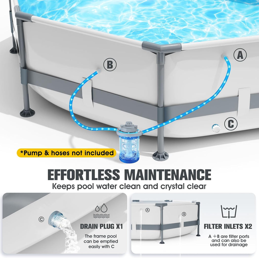 Above Ground Pool,10ft x 30in Frame Deep Swimming Pool-Grey | Family Pool,Large Above Ground Pool Easy Set,1200