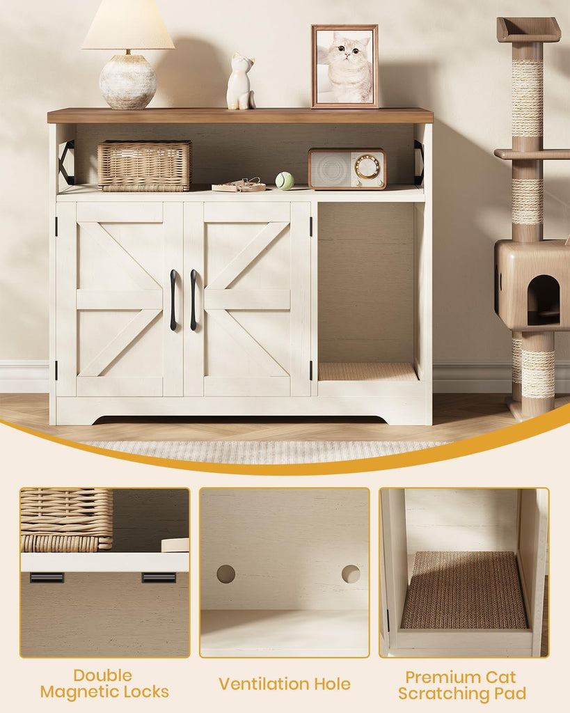 31" Cat Litter Box Enclosure, Hidden Litter Box with Storage