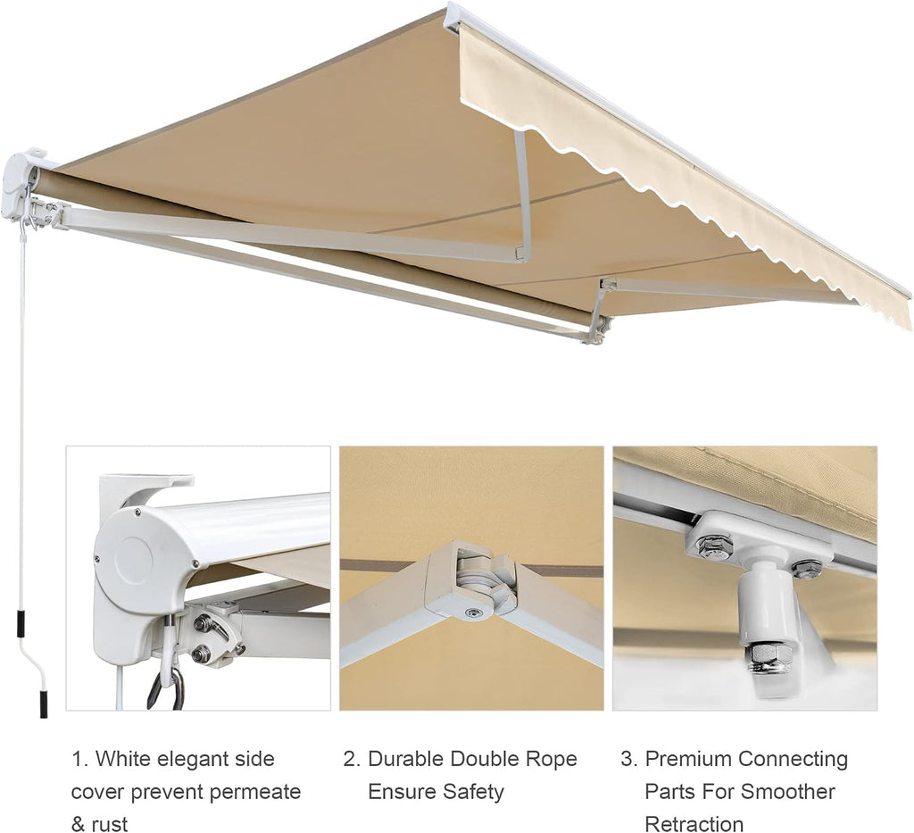 15'x10' Patio Awning Retractable, Fully Assembled Motorized Electric Commercial Grade - Quality 100% Dope-Dyed