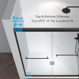 56-60" W x 72" H Semi-Frameless Bypass Sliding Shower Door, Easy-to-Clean Treated Clear Tempered Glass, Matte Black
