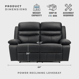 Lexicon Recliner Sofa for Living Room, Double Reclining RV Couch