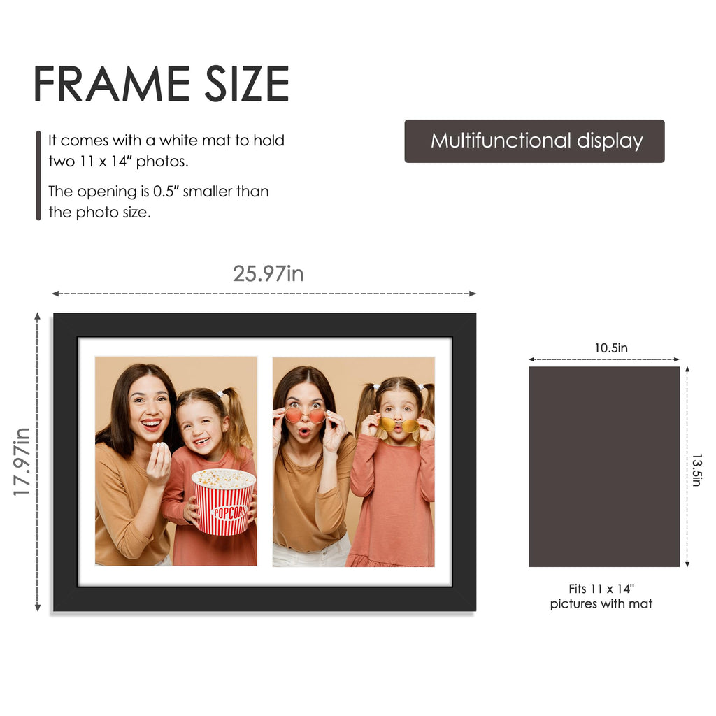 16x24 2 Opening Collage Frame For 2 11x14 Photos Black