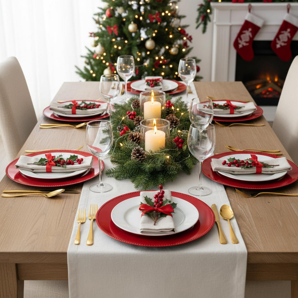 6 Pcs Christmas Charger Plates 13" Plastic Charger Plates with Beaded