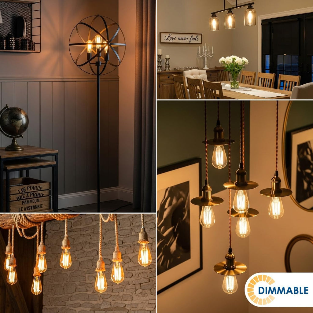 Vintage Edison LED Bulbs, 40W Equivalent, 2200K Amber Warm White