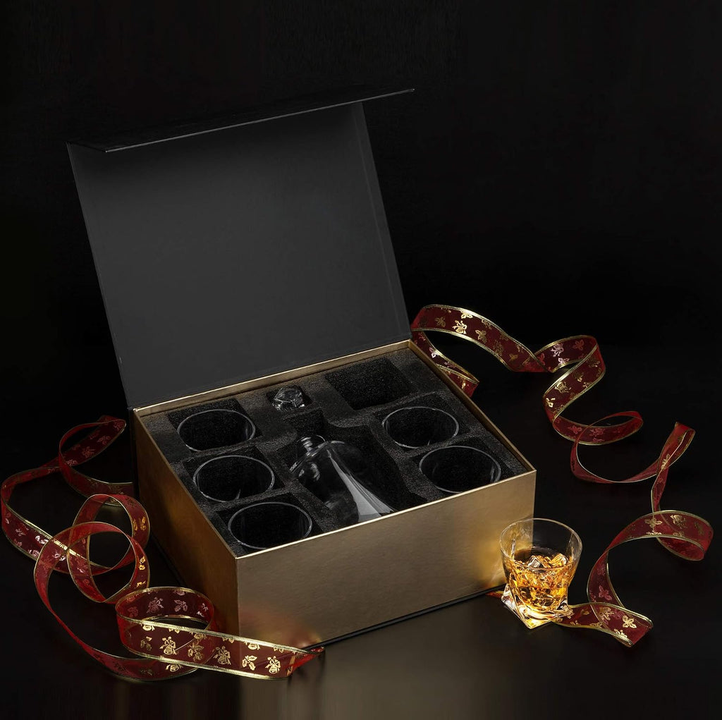 Whiskey Decanter Set Liquor Decanter with 6 Old Fashioned Glasses