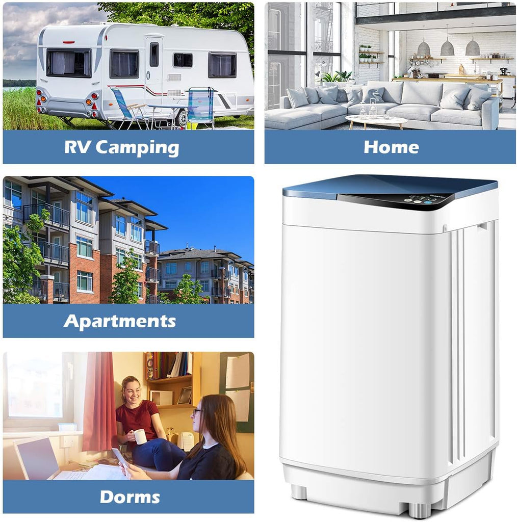 Portable Washing Machines, 7.7 lbs Load Capacity Portable Washer and Dryer Combo with Built-in Barrel Light & LED