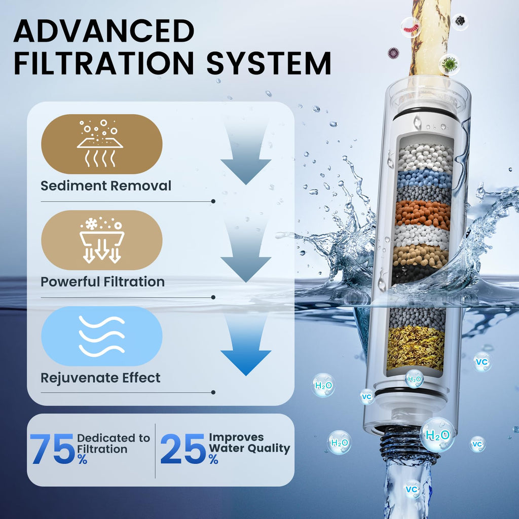 Filtered Shower Head with Handheld, High Pressure Shower Filter Head