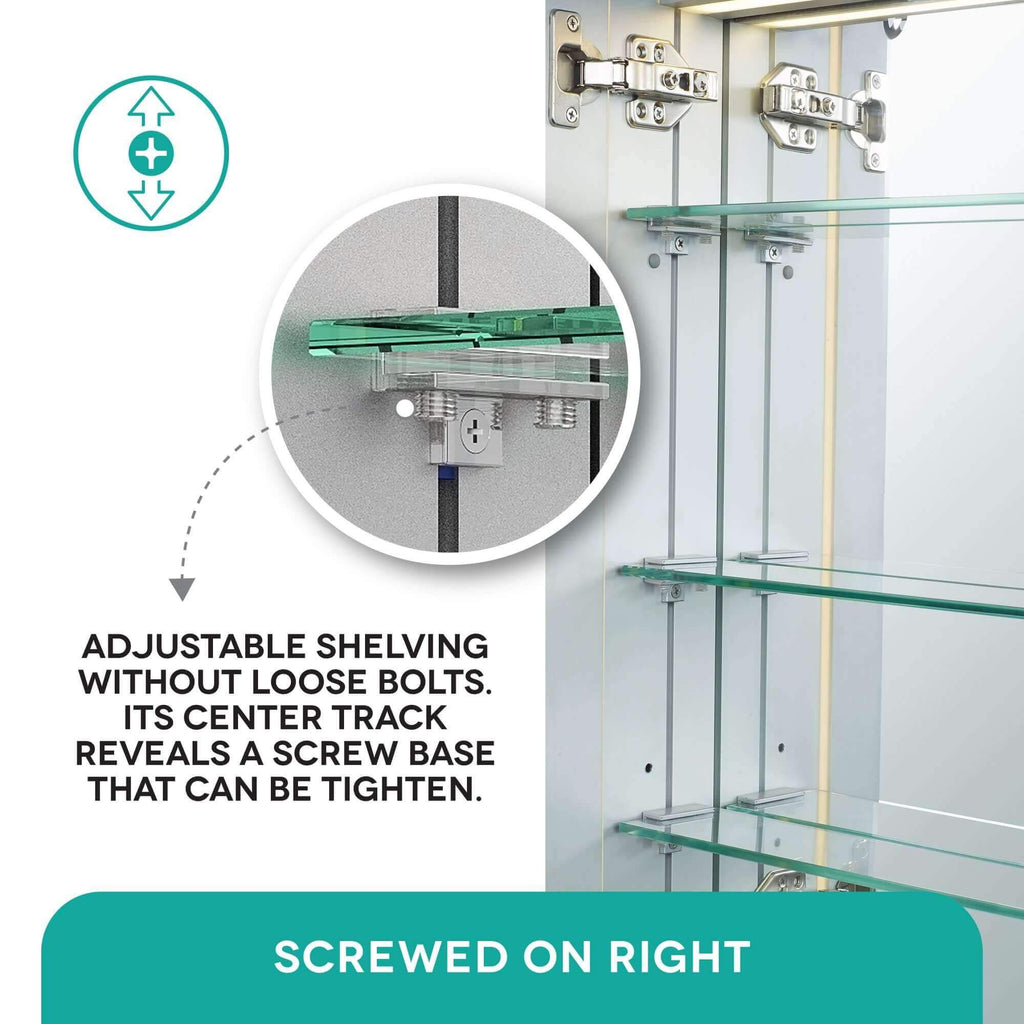 Bathroom Medicine Cabinet, Aluminum, Recessed/Surface Mount, 30" x 30", 2 Door, Mirrored w/LED