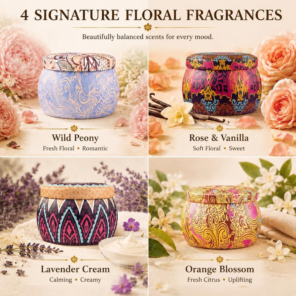 Scented Candles for Women, 4 Pack Candle Gift Set with Magnetic Gift Box - Set of 4