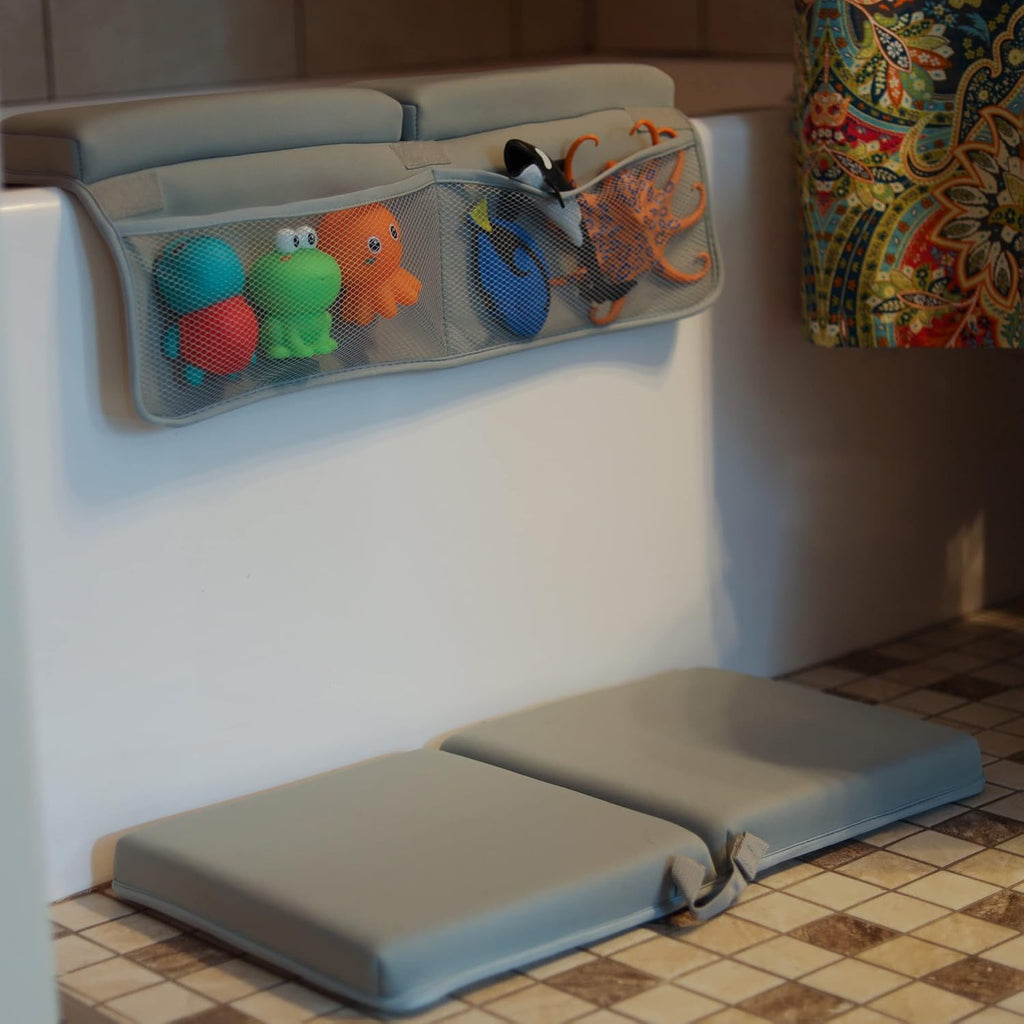 Bath Kneeler and Elbow Rest Pad - Over Tub Foam Bathtub Kneeling Pad with Storage Pockets and Suction Cups 814205