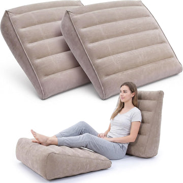 2 Pack Inflatable Wedge Pillow for Traveling Extra Wide 22" Portable Bed Wedge Pillows for Sleeping Head Shoulder
