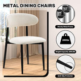 Dining Chairs Set of 2, Modern Metal Kitchen Chairs with Fabric Upholstered Seats for Dining Room, Beige
