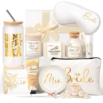 Bridal Shower Gifts for Bride to Be, Unique 12-in-1 Bachelorette Gifts for Bride with Wifey Glass Cup, Engagement