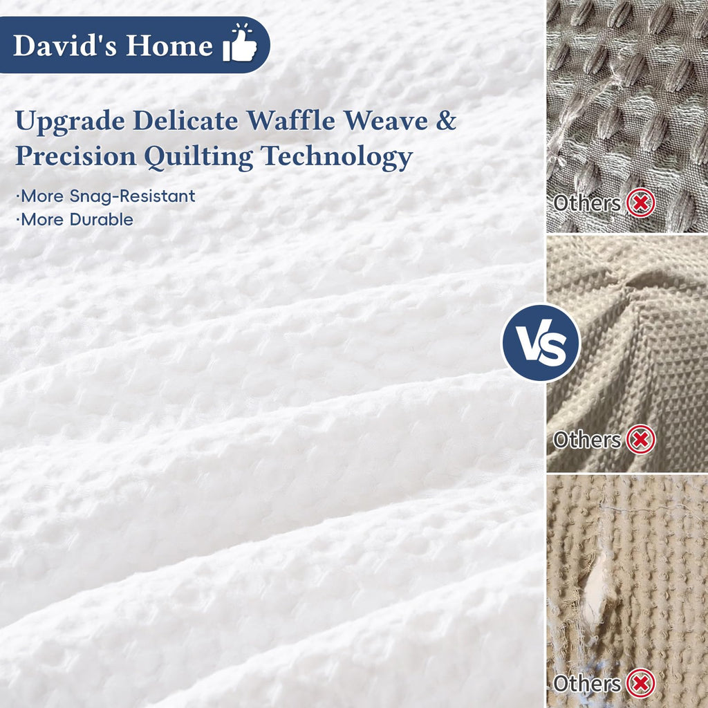 Textured Summer Waffle Weave Comforter Set, White