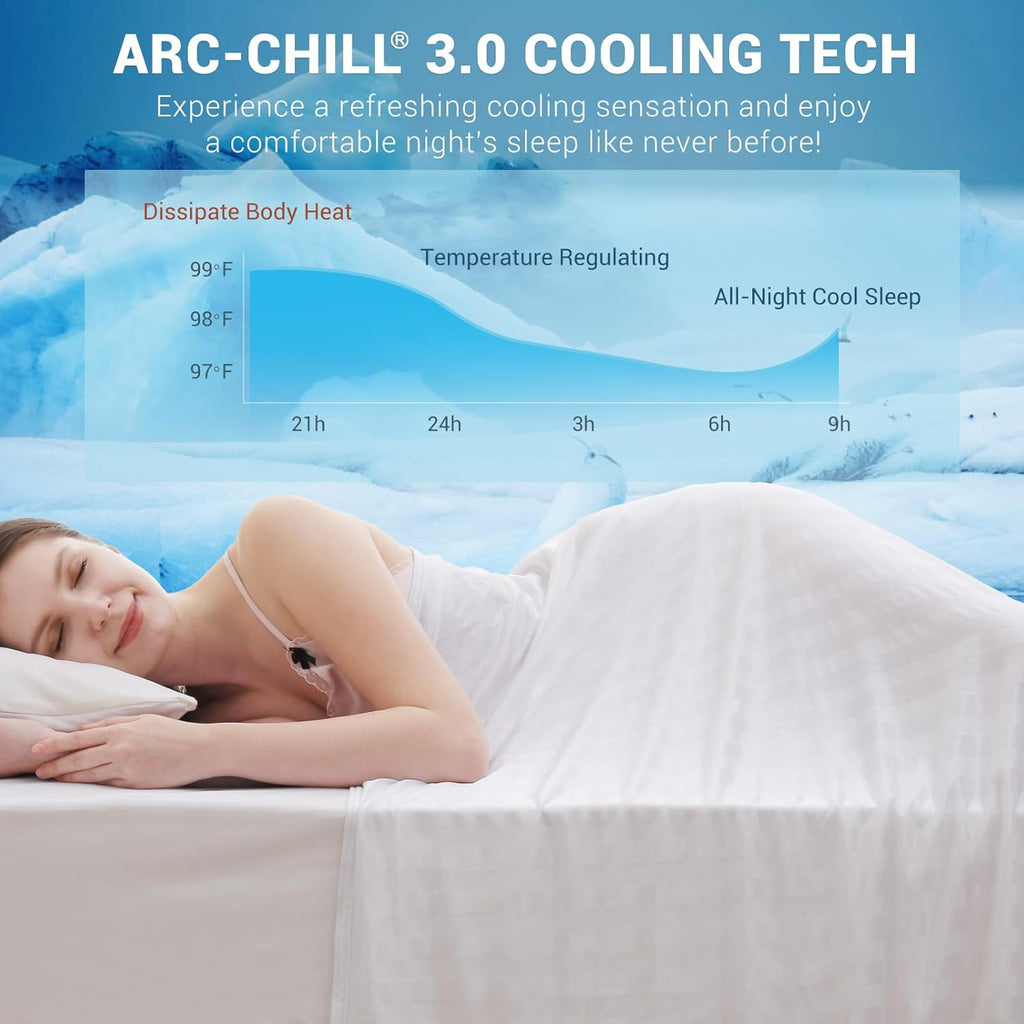 Cooling Satin Pillowcase for Hair & Skin with Zipper 20" x 30" and Cooling Blanket Stripe 90" x 108" White Bundle