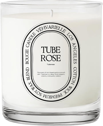 Tuberose Luxury Scented Candle 8oz | Soft Floral Aroma for Daily Relaxation | Hand-Poured Soy Wax Blend | 40hr Clean - Set of 8