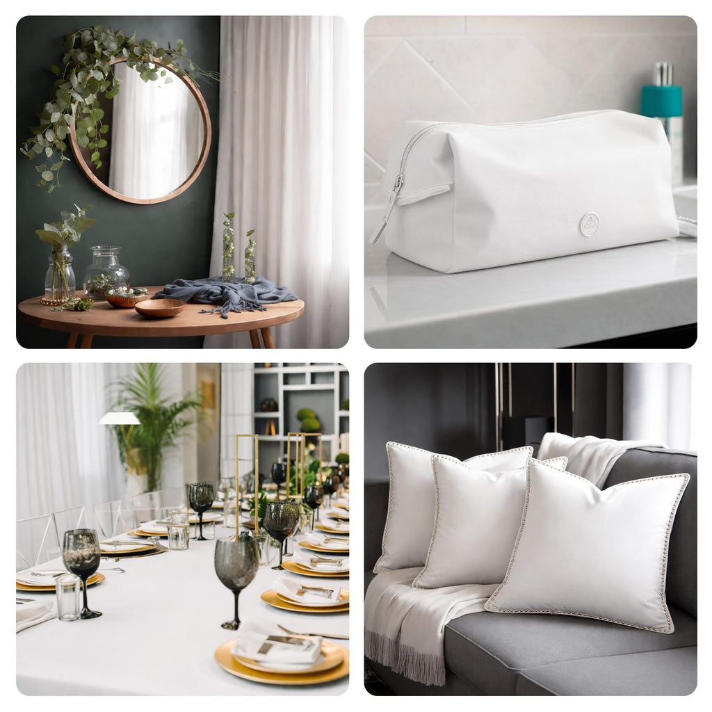59" Wide White Fabric by The Yard, Premium Cotton Blend Cloth, Lightweight, Durable, Wrinkle-Resistant, for Cloth
