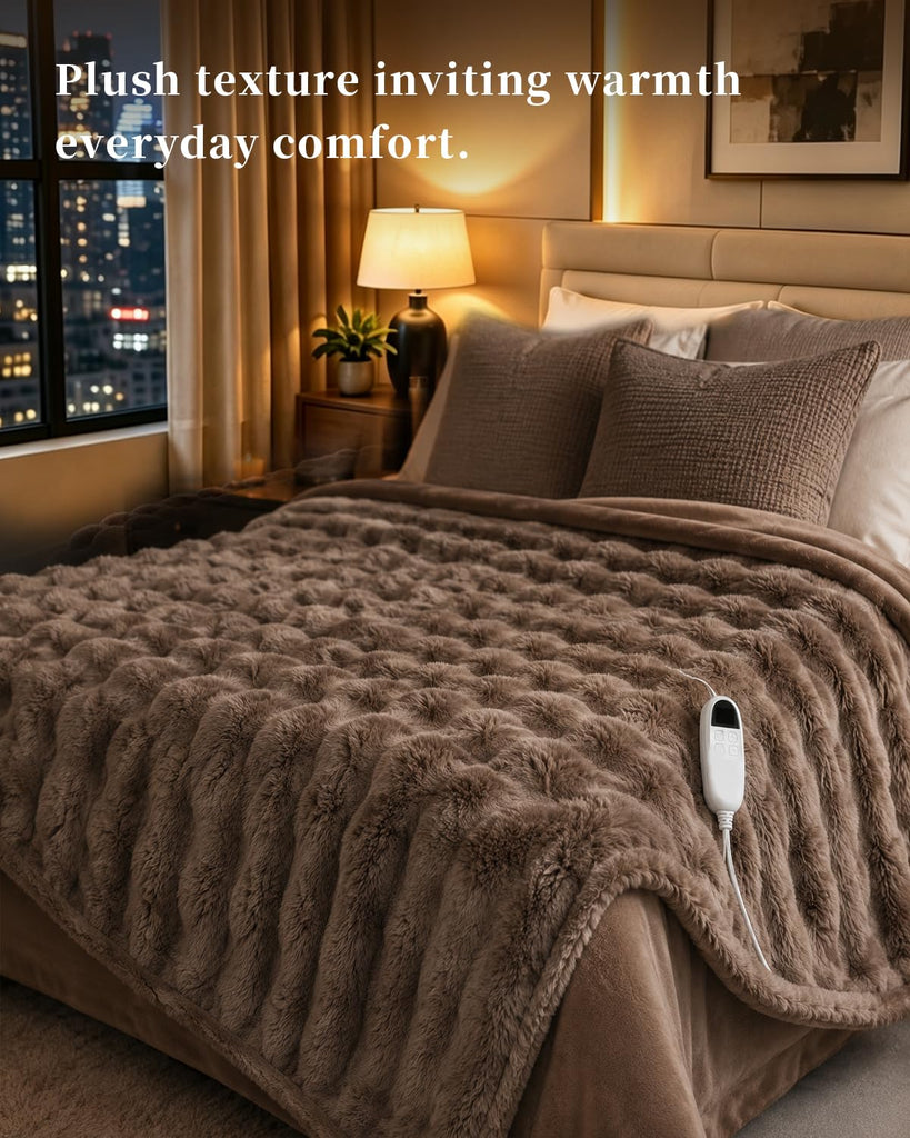 Heated Blanket 72"x84" Bed, Soft Flannel Electric Blanket Fuzzy