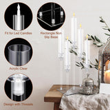 4 Set 5 Arms Acrylic Candelabras Centerpieces with 20 Pcs LED Candles Clear Candle Holder Crystal Taper Candlestick