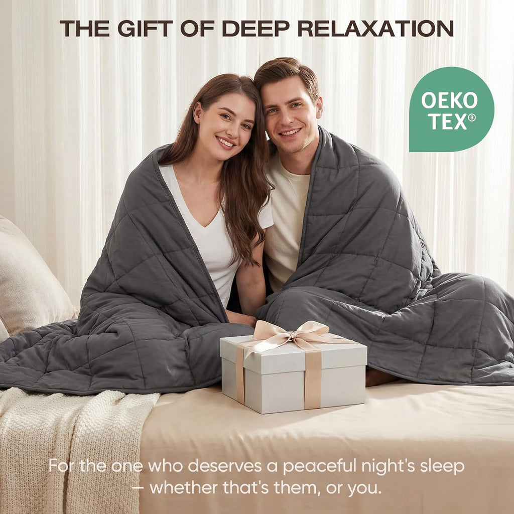 Cooling Weighted Blanket for Adults (10lbs, 48"x72") Heavy Blanket with Premium Glass, Queen Size Perfect for 190-210
